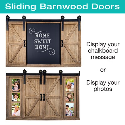 Excello Global Products Rustic Wood Chalkboard with Four 4"x6" Hideaway Photos (EGP-HD-0148)