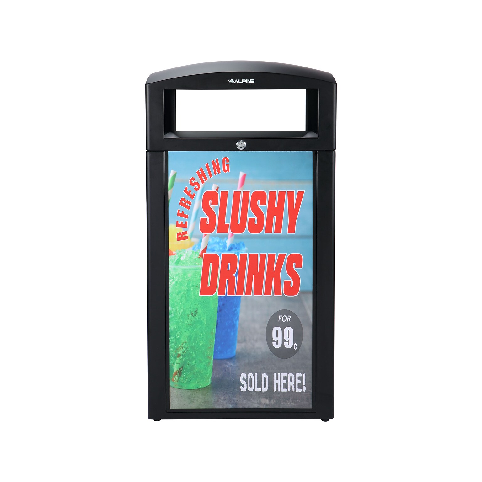 Alpine Industries Steel Outdoor Trash Can with Covered Top Lid, 40-Gallon, Gray Stone (ALP471-40-GRYS-SGN)