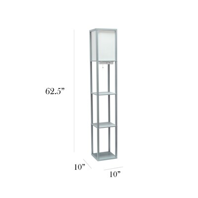 Simple Designs Etagere Organizer 62.5" Floor Lamp with Rectangular Shade, Gray (LF1037-GRY-CCLB)