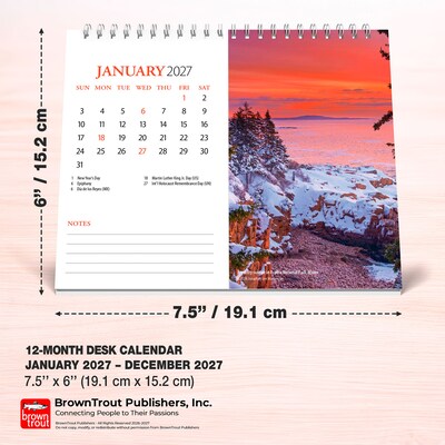 2027 BrownTrout National Parks 7.5" x 6" Monthly Wall Calendar, Assorted Colors (9798330716401)