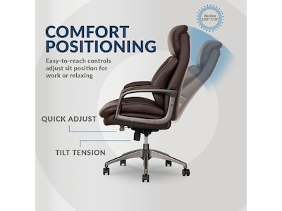 La-Z-Boy Nova Ergonomic Polyurethane Swivel Executive Chair, Brown (52372-BRN)