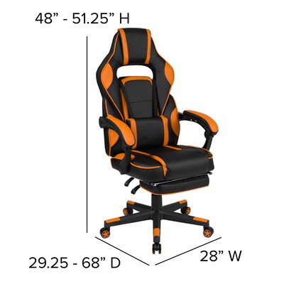 Flash Furniture X40 Ergonomic LeatherSoft Swivel Gaming Massaging Chair, Black/Orange (CH00288OR)