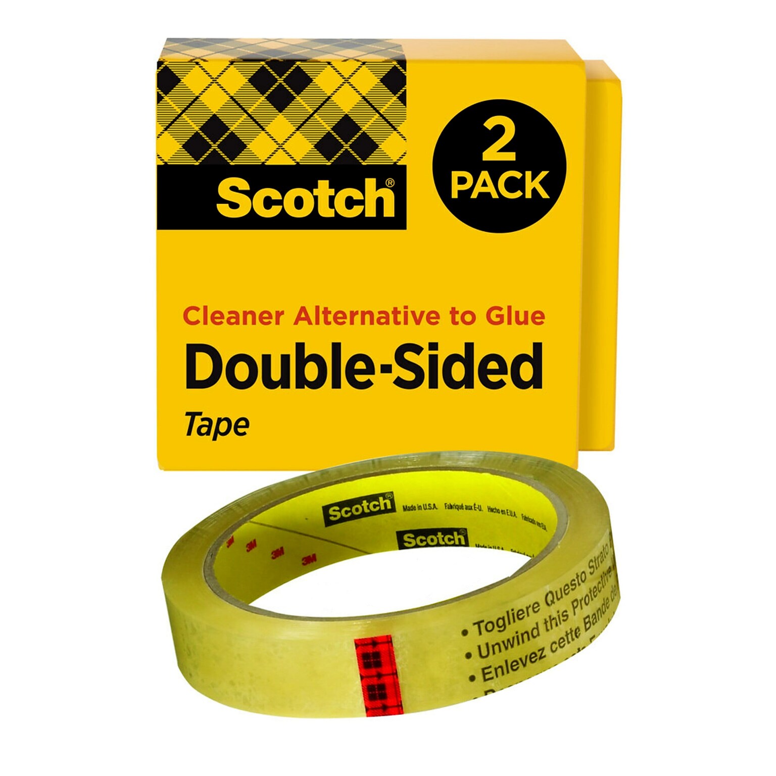 Scotch Permanent Double Sided Tape Refill, 3/4 x 36 yds., Clear, 2/Pack (665-2P34-36)