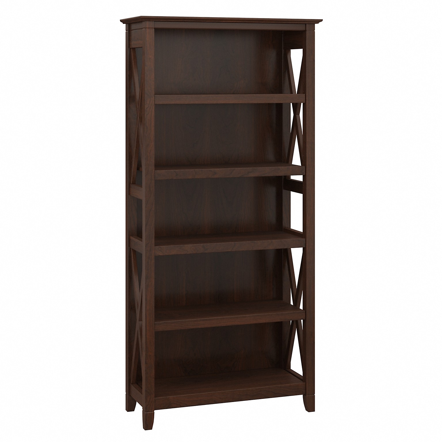 Bush Furniture Key West 66H 5-Shelf Bookcase with Adjustable Shelves, Bing Cherry Laminate (KWB132BC-03)