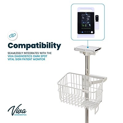 Viva Comfort Universal Vital Sign Monitor Mobile Stand with Mounting Plate, White (ADIME912-C-MP-08-MK)