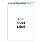 Avery Inkjet Shipping Labels, 8 1/2" x 11", Clear, 1/Sheet, 25 Sheets/Pack  (8665)