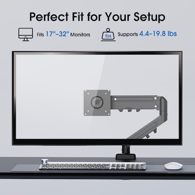 FlexiSpot MA1 Single Adjustable Arm, Up to 32" Monitor, Black (MA1B-S-DP)