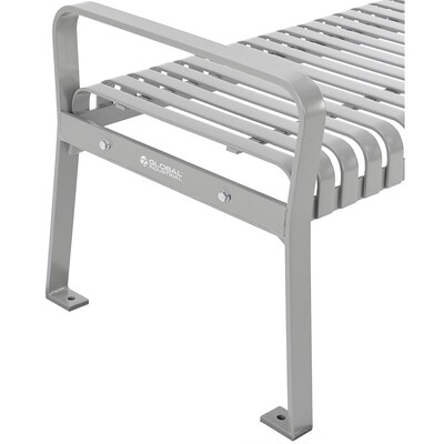 Global Industrial 6' Outdoor Bench, Backless, Vertical Steel Slat, Gray (262113GYKD)