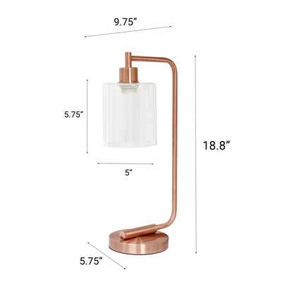 Creekwood Home Vintage Vantage 18.8" Minimalist Industrial Curved Arm Desk Lamp, Feit LED Bulb, Rose Gold (CWD-1015-RG-LB)