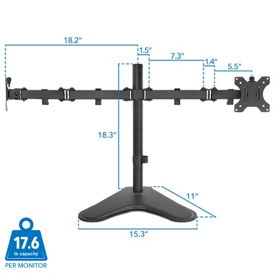 Mount-It! Dual Adjustable Monitor Arm, Up To 32", Black (MI-2781)