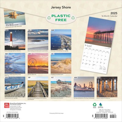 2025 BrownTrout Jersey Shore 12 x 12 Monthly  Wall Calendar (9781975474980)