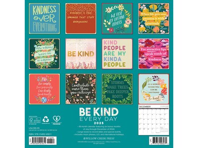 2025 Blue Sky Be Kind Every Day 12" x 12" Monthly Wall Calendar (41611)