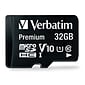 Verbatim Premium 32GB microSDHC Memory Card with Adapter, Class 10, UHS-I, V10 (44083)