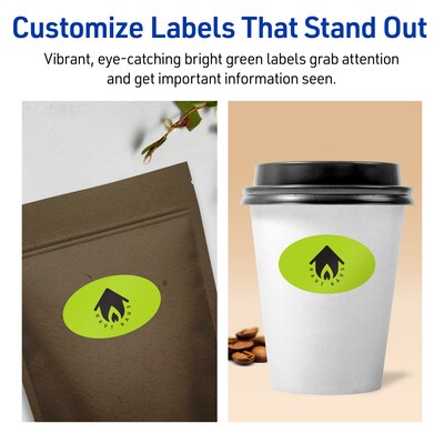 Avery Printable Oval Multipurpose Labels, 1-1/8" x 2-1/4", Bright Green, 210/Pack (94054)