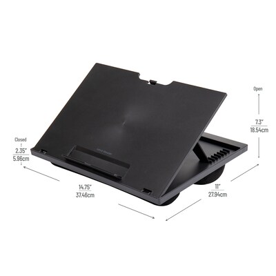 Mind Reader 11" x 14.75" Plastic Lap Desk with Cushion, Black (LTADJUST-BLK)