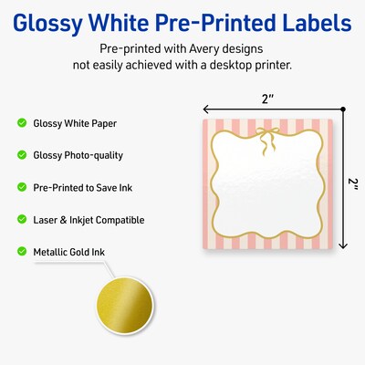Avery Square Laser/Inkjet Multipurpose Labels, 2 x 2, White, 120/Pack (19479371121)