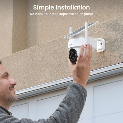 aosu 2K QHD 3.0-MP Outdoor Dual-Band Wireless AI-Smart Solar Security 2-Camera Kit w/HomeBase Recorder, White (C9C3CA11)