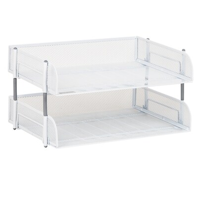 Mind Reader Metal Side Loading Stackable Letter Tray, White (ESTACK2-WHT)