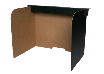 Flipside Foldable Cardboard Freestanding Desktop Privacy Screen w/Pass-through Window, 12H x 47W, Black, 24/Pack (61852)