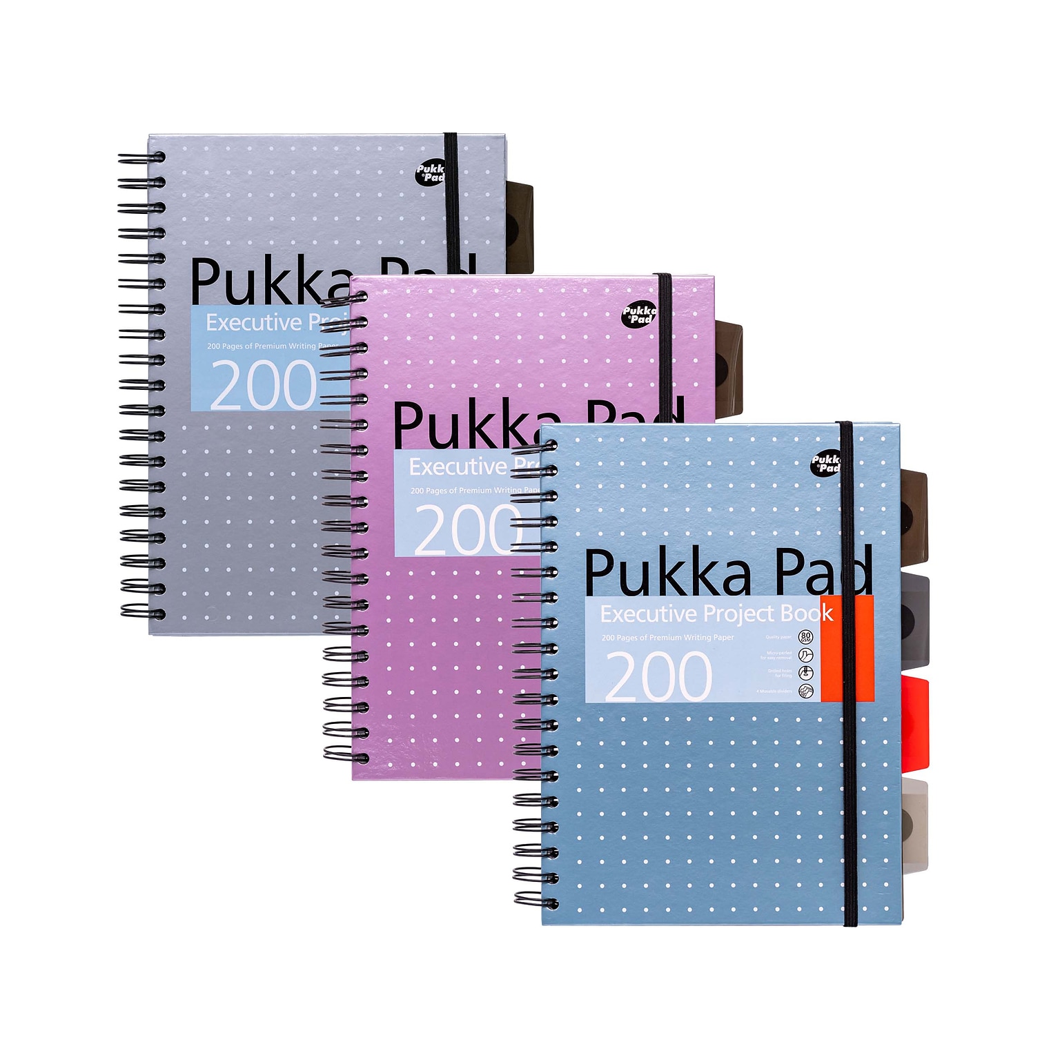 Pukka Pad Metallic 5-Subject Subject Notebooks, 6.9 x 9.8, College Ruled, 100 Sheets, Assorted Colors, 3/Pack (9589-MET)