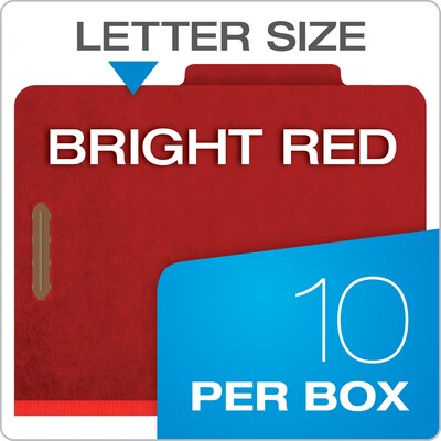 Pendaflex Pressboard Classification Folder, 1-Dividers, 1 3/4" Expansion, Letter Size, Dark Red, 10/Box (23731P)