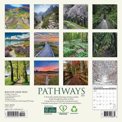 2027 Willow Creek Pathways 7 x 7 Monthly Wall Calendar, Assorted Colors (64139)