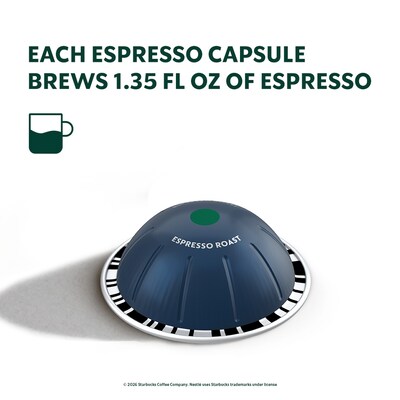 Nespresso Starbucks Espresso Roast Coffee Nespresso Vertuo Capsules, Dark Roast, 50/Pack (163923)