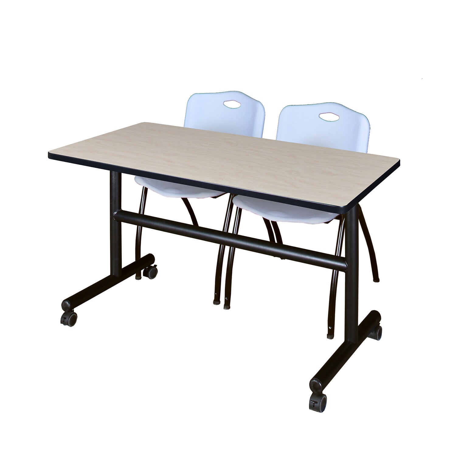 Regency Kobe 48 Flip Top Mobile Maple Training Table & 2 M Stack Chairs, Grey (MKFT4824PL47GY)