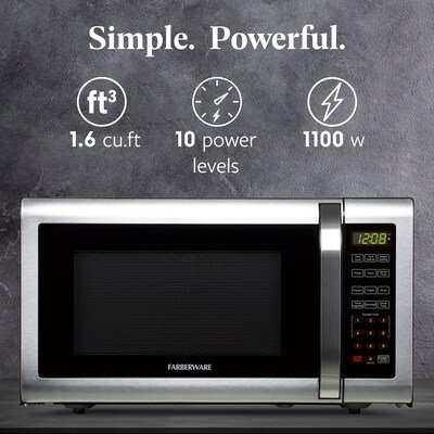 Farberware 1.6 cu. ft. Countertop Microwave, Brushed Stainless Steel (FMG16SS)