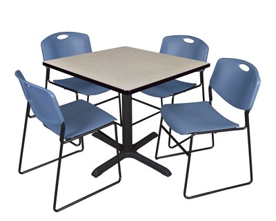 Regency 42-inch Laminate Square Table with 4 Chairs, Blue (TB4242PL44BE)