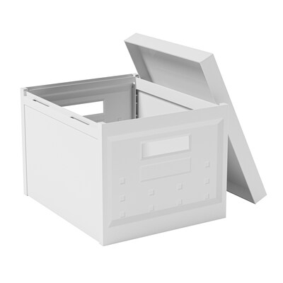 Techni Mobili Storage Box with Lid, Plastic, White, 2/Pack (RTA-SBX200)