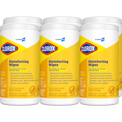 CloroxPro Disinfecting Wipes, Lemon Fresh, 75 Wipes/Container, 6/Carton (CLO15948)