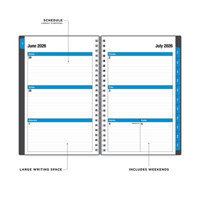 2026-2027 Blue Sky Collegiate 5 x 8 Academic Year Weekly & Monthly Planner, Plastic Cover, Gray (100139-A27)