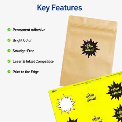 Avery Sure Feed Laser Burst Label, 2 1/4 Dia, Assorted Neon, 180 Labels/Pack (5995)