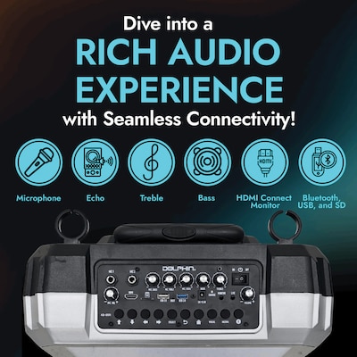 Dolphin® Audio Bluetooth Portable Karaoke Speaker with 14.1" Touchscreen and Wireless Microphone (KB-85R)