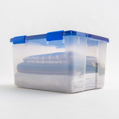 Iris WeatherPro 47 Quart Storage Bin with Latching Lid, Plastic, Clear, 4/Pack (500139)