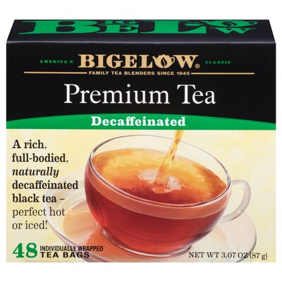Bigelow Premium Decaf Black Tea, Decaffeinated Black Tea, 48 Tea Bags/Box (RCB00356)