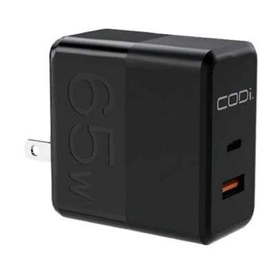 CODi 65W GaN Dual Port Wall Charger, USB-C & USB-A Outputs  (A01106)