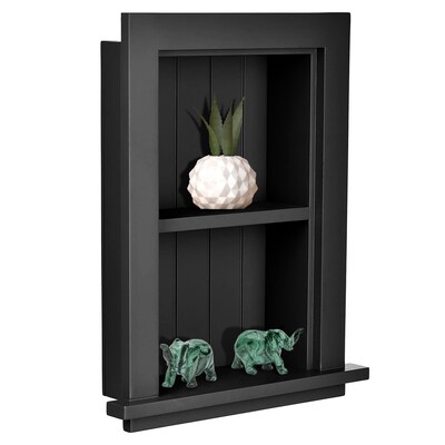 AdirHome 1-Shelf Wood Bathroom Recessed Wall Shelf, 19" x 12.75" x 4.75", Black, 2/Pack (515-01-BLK-2PK)