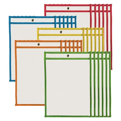 Charles Leonard Dry Erase Pockets, 9 x 12, Assorted Colors, Set of 30 (CHL29030)