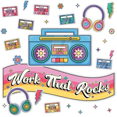 Carson-Dellosa Happily Ever Elementary Retro Remix Work That Rocks Bulletin Board Set (110592)