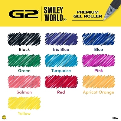 Pilot G2 SmileyWorld Retractable Gel Pens, Fine Point, 07mm, Assorted Ink, 36/Pack (4239)
