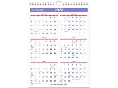 2025 AT-A-GLANCE 8" x 11" Monthly Wall Calendar, White/Purple (PM1-28-25)