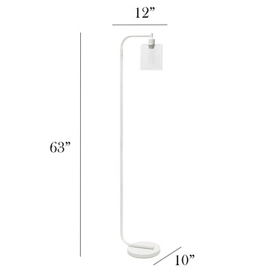 Simple Designs Antique Style Industrial Iron Lantern Floor Lamp with Glass Shade, White (LF1036-WHT)