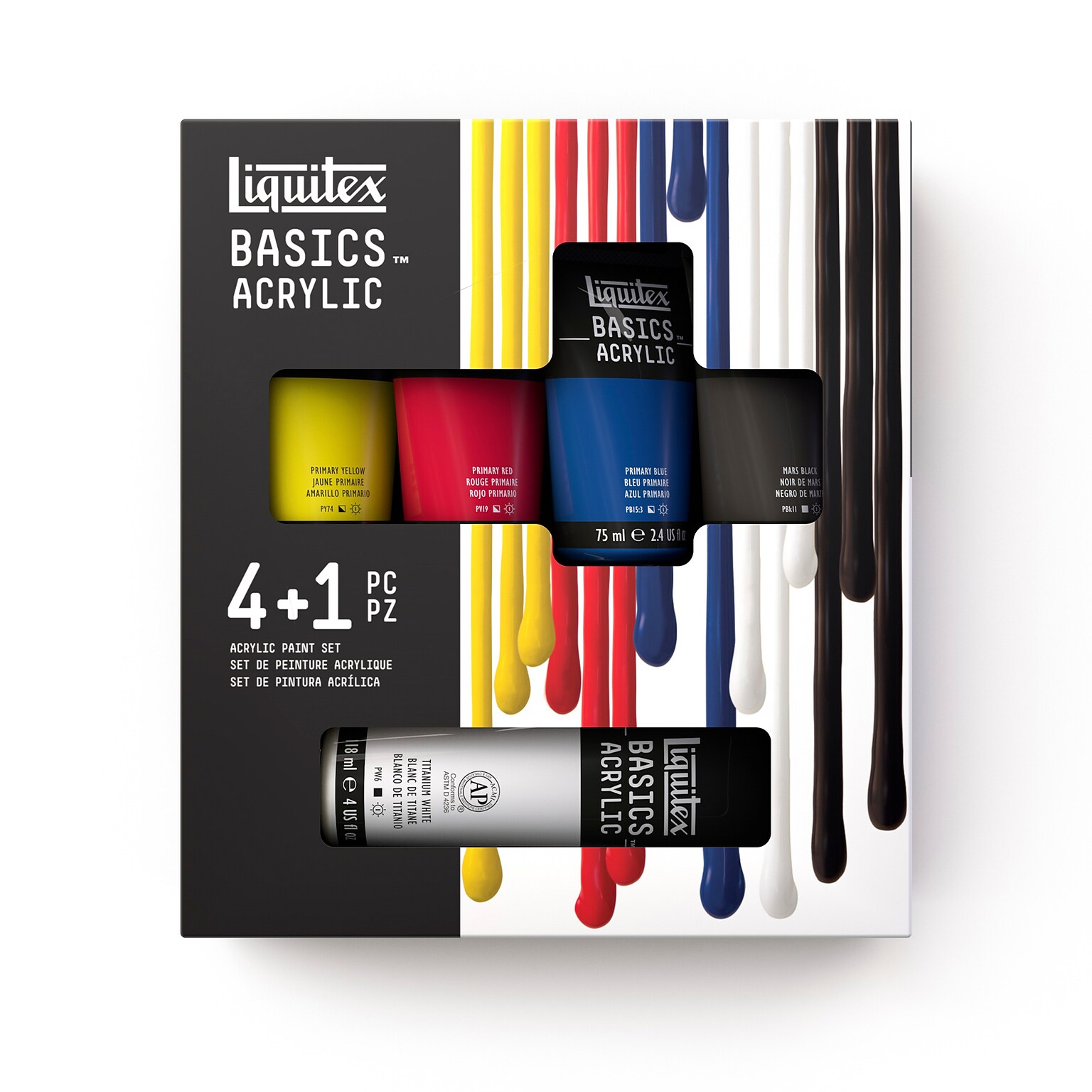 Liquitex BASICS Acrylic Paint Tubes, Assorted Colors, 5/Pack (LIQ3699301)