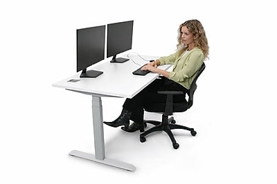 Boss Office Products 60"W Electric Rectangular Adjustable Standing Desk, White (SGSD034WT)