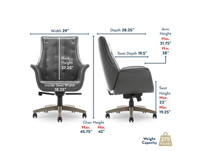 Thomasville Furniture Brooks Ergonomic Bonded Leather Swivel Executive Chair, Gray (51493-GRY)