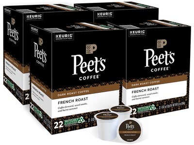 Peets Coffee, Keurig K-Cup Pod, French Roast, 22/Box, 4 Boxes/Carton (6545XXCT)