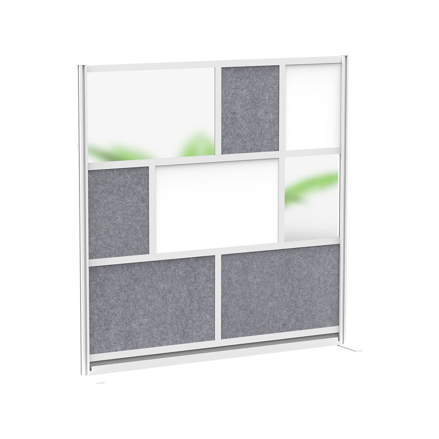 Luxor Workflow Series 8-Panel Freestanding Modular Room Divider System Starter Wall with Whiteboard, 70H x 70W, Gray/Silver