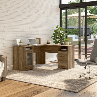 Bush Furniture Cabot 60W Wood L-Shaped Computer Desk, Reclaimed Pine (WC31530K)